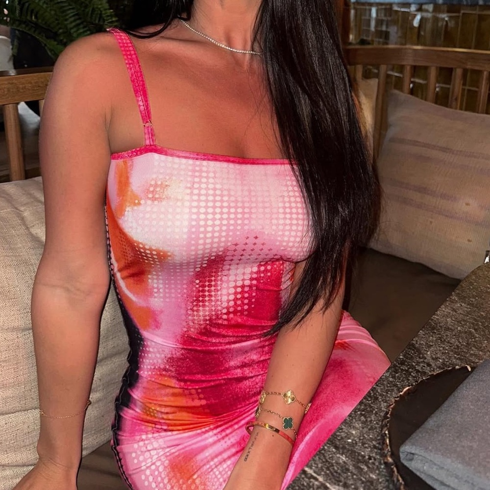 Fashion Nova Pink and Orange Maxi Dress